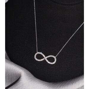 Blue Nile 14k White Gold Infinity Diamond Necklace 2.5G / 16-18in